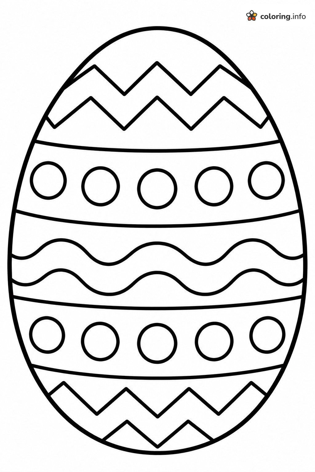 Bold Zigzag and Wavy Line Easter Egg printable coloring page Bold Zigzag and Wavy Line Easter Egg printable coloring page