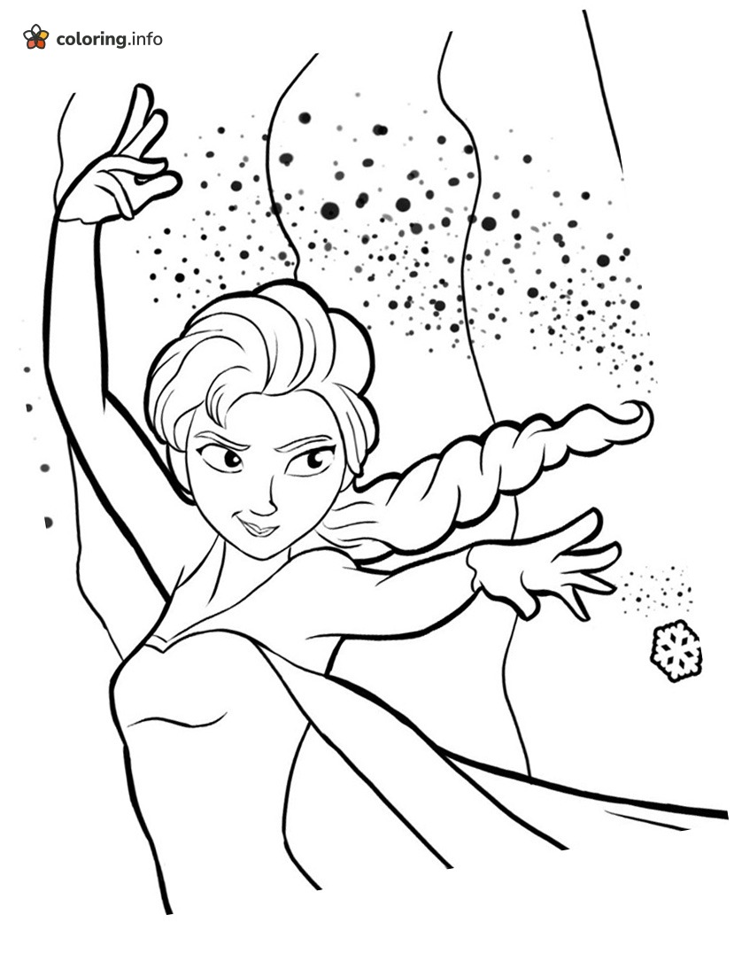 Elsa's Snowflake Spell Disney Line Drawing coloring sheet Elsa's Snowflake Spell Disney Line Drawing coloring sheet