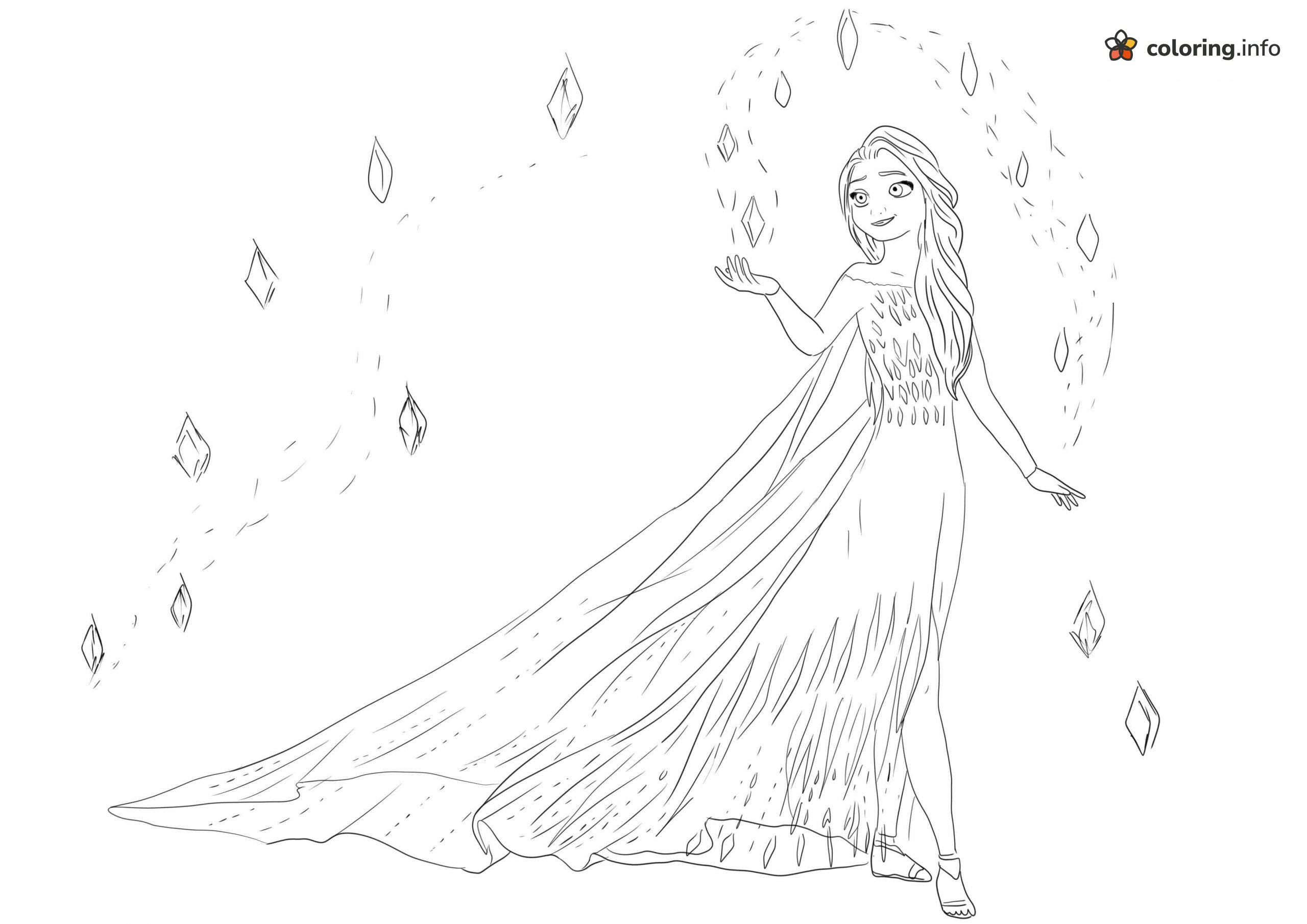 Ice Crystals Swirling Around Elsa in Frozen 2 printable coloring page Ice Crystals Swirling Around Elsa in Frozen 2 printable coloring page