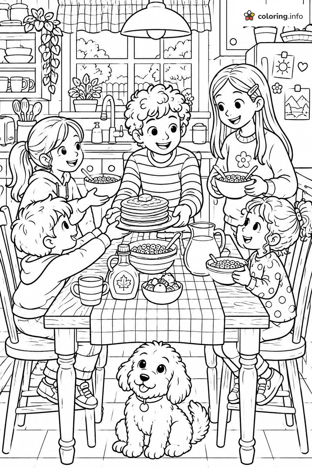 Pancake Breakfast Time at The Loud House coloring page Pancake Breakfast Time at The Loud House coloring page