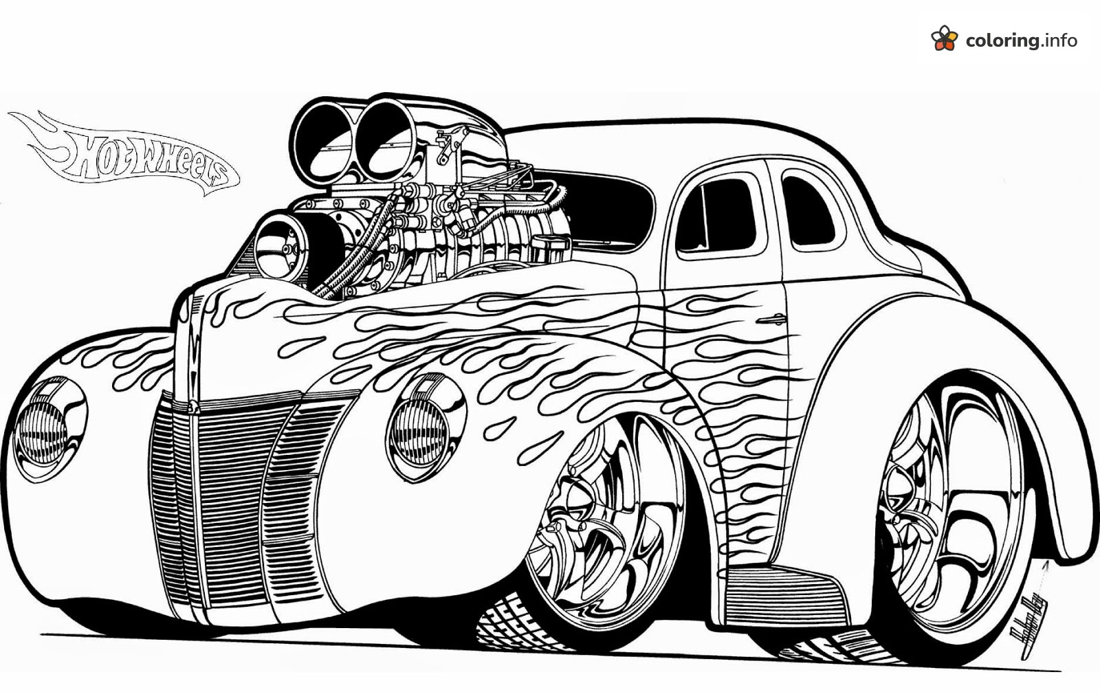 Flaming Hot Wheels Hot Rod Coupe coloring page Flaming Hot Wheels Hot Rod Coupe coloring page