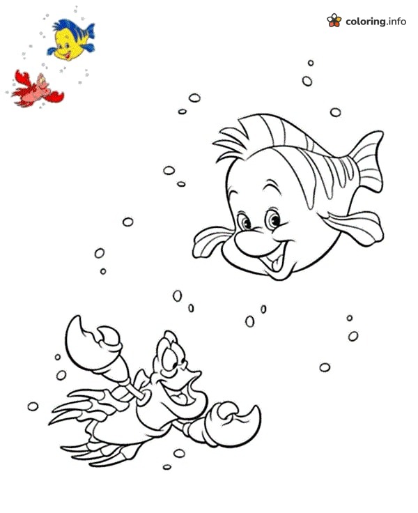 Sebastian and Flounder Bubble Fun, The Little Mermaid coloring page Sebastian and Flounder Bubble Fun, The Little Mermaid coloring page