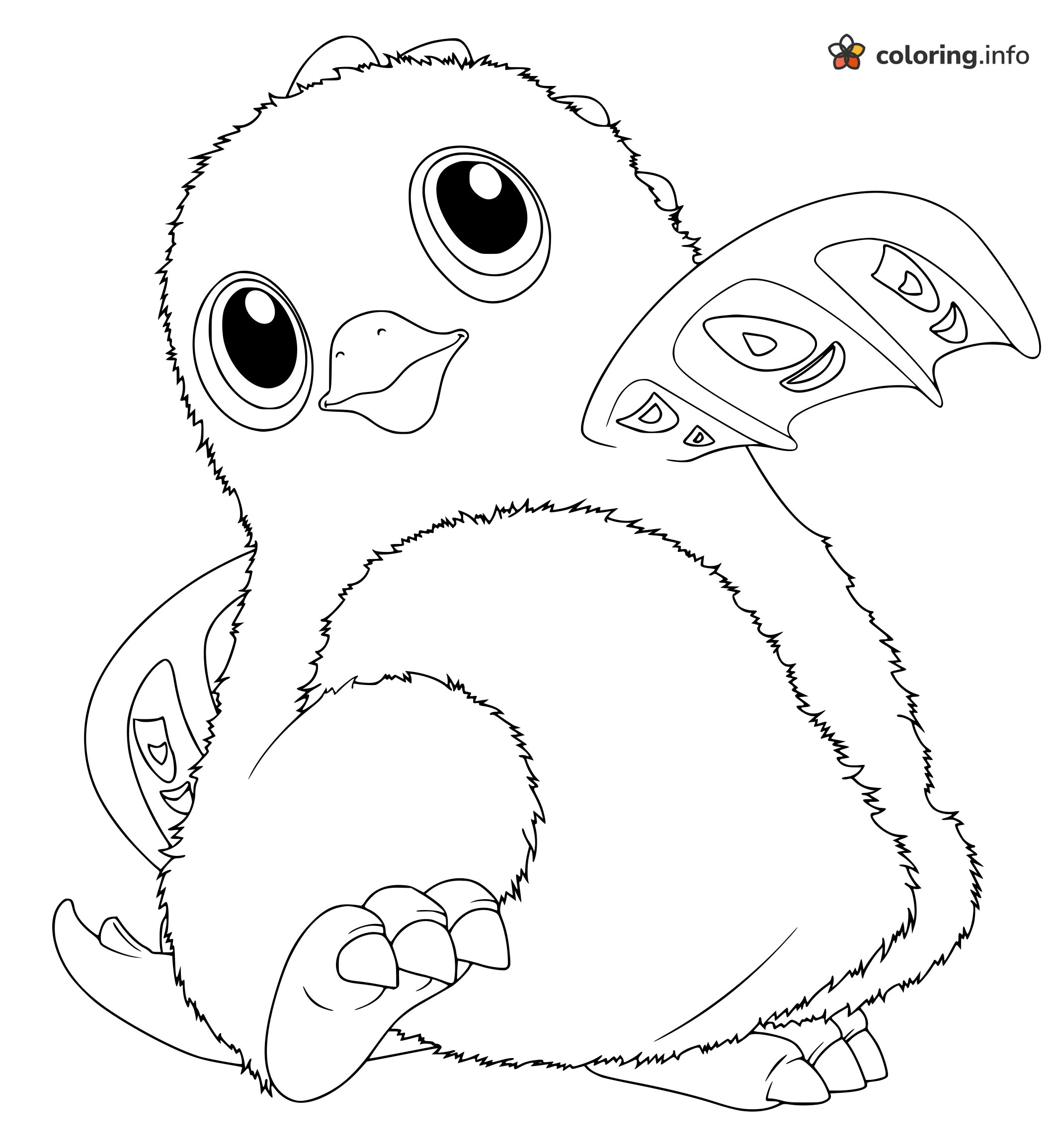 Fluffy Seated Hatchimal With Patterned Wing coloring page Fluffy Seated Hatchimal With Patterned Wing coloring page