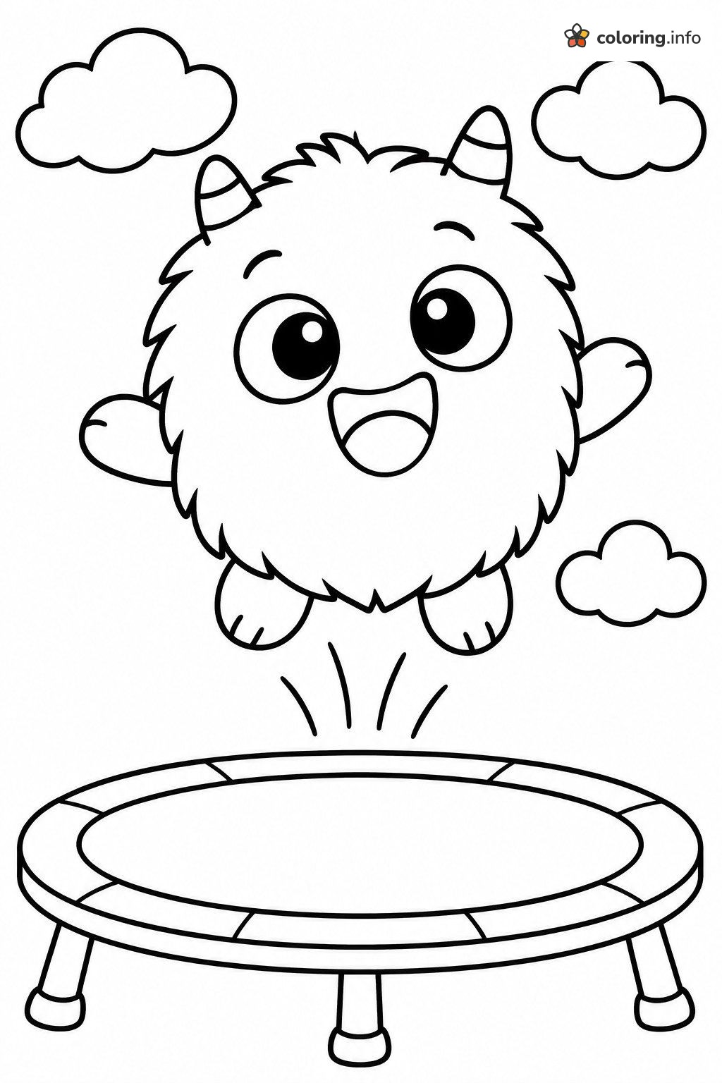 Bouncy Oddbods Monster on a Trampoline coloring page Bouncy Oddbods Monster on a Trampoline coloring page
