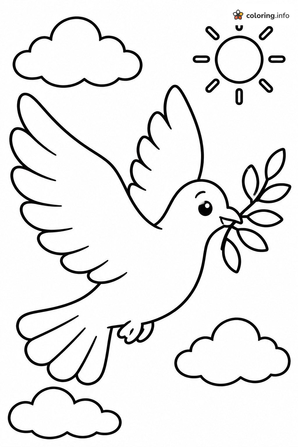 Peace Dove with Olive Branch for Martin Luther King Jr. Day coloring page Peace Dove with Olive Branch for Martin Luther King Jr. Day coloring page