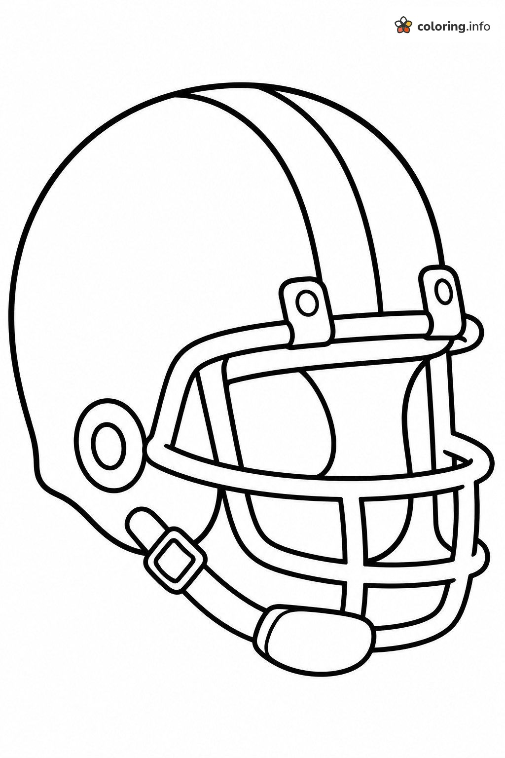 Single American Football Helmet with Face Mask and Chin Strap printable coloring page Single American Football Helmet with Face Mask and Chin Strap printable coloring page
