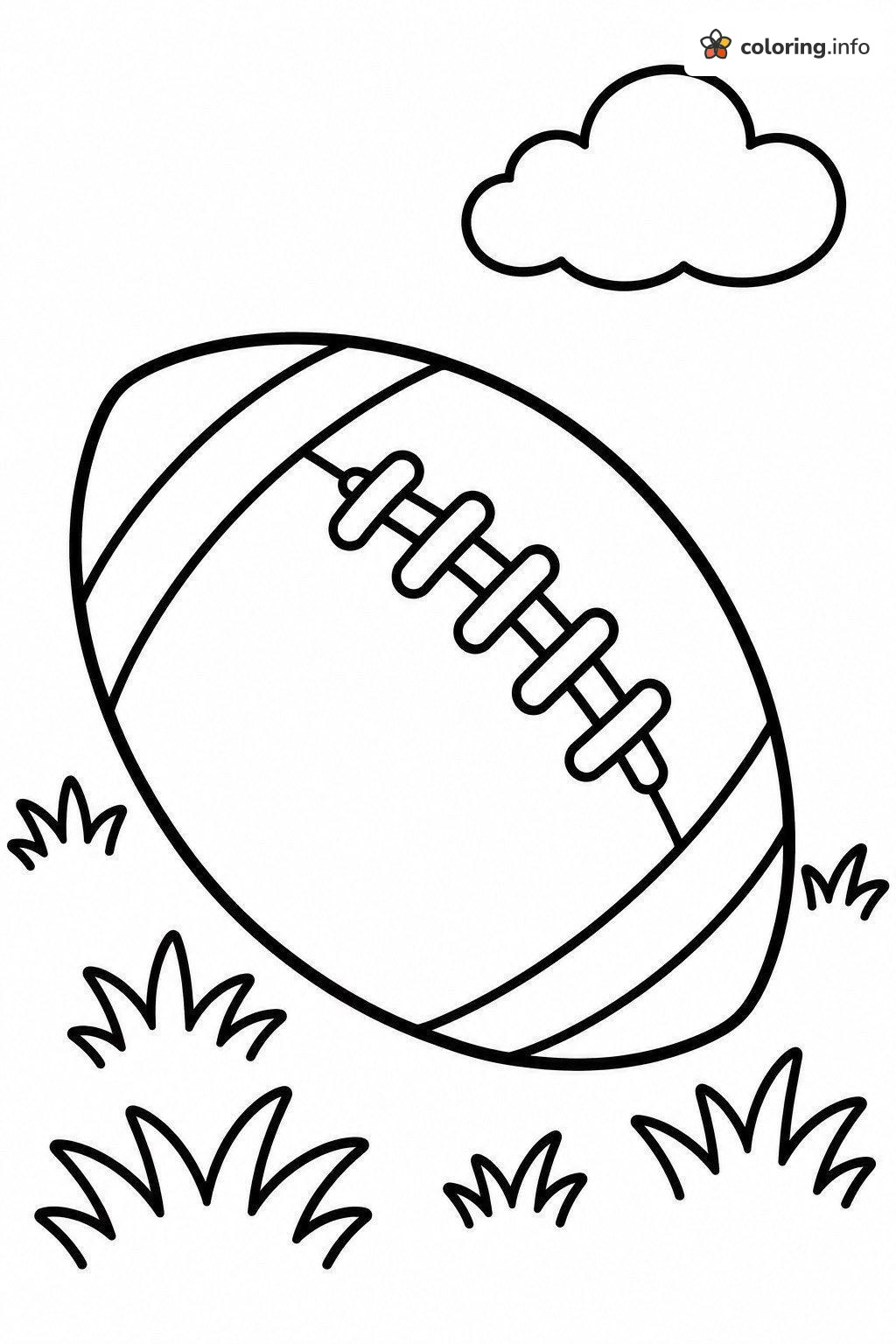Tilted Football Resting on Grass Under a Cloud coloring page Tilted Football Resting on Grass Under a Cloud coloring page