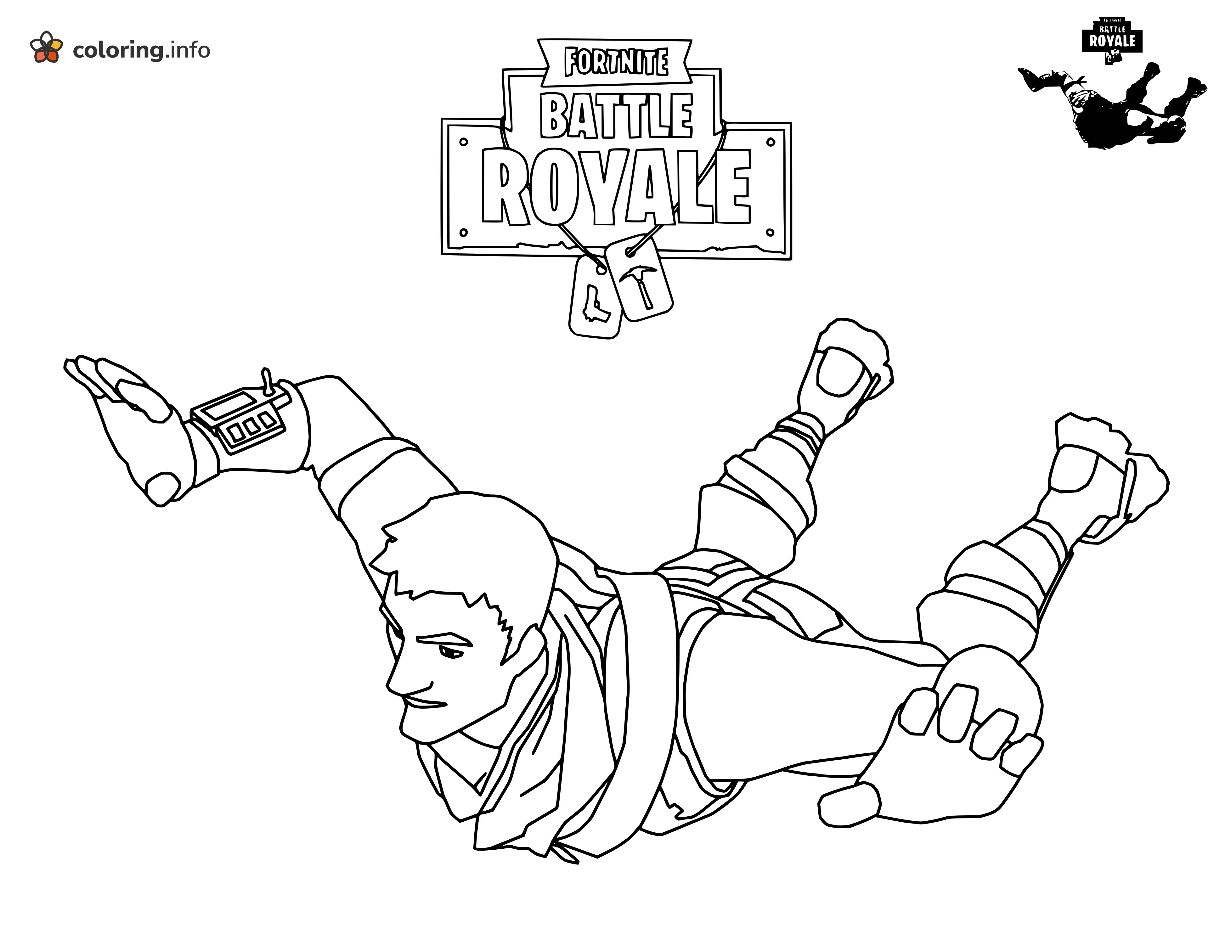 Skydiving Fortnite Character in Free Fall coloring page Skydiving Fortnite Character in Free Fall coloring page