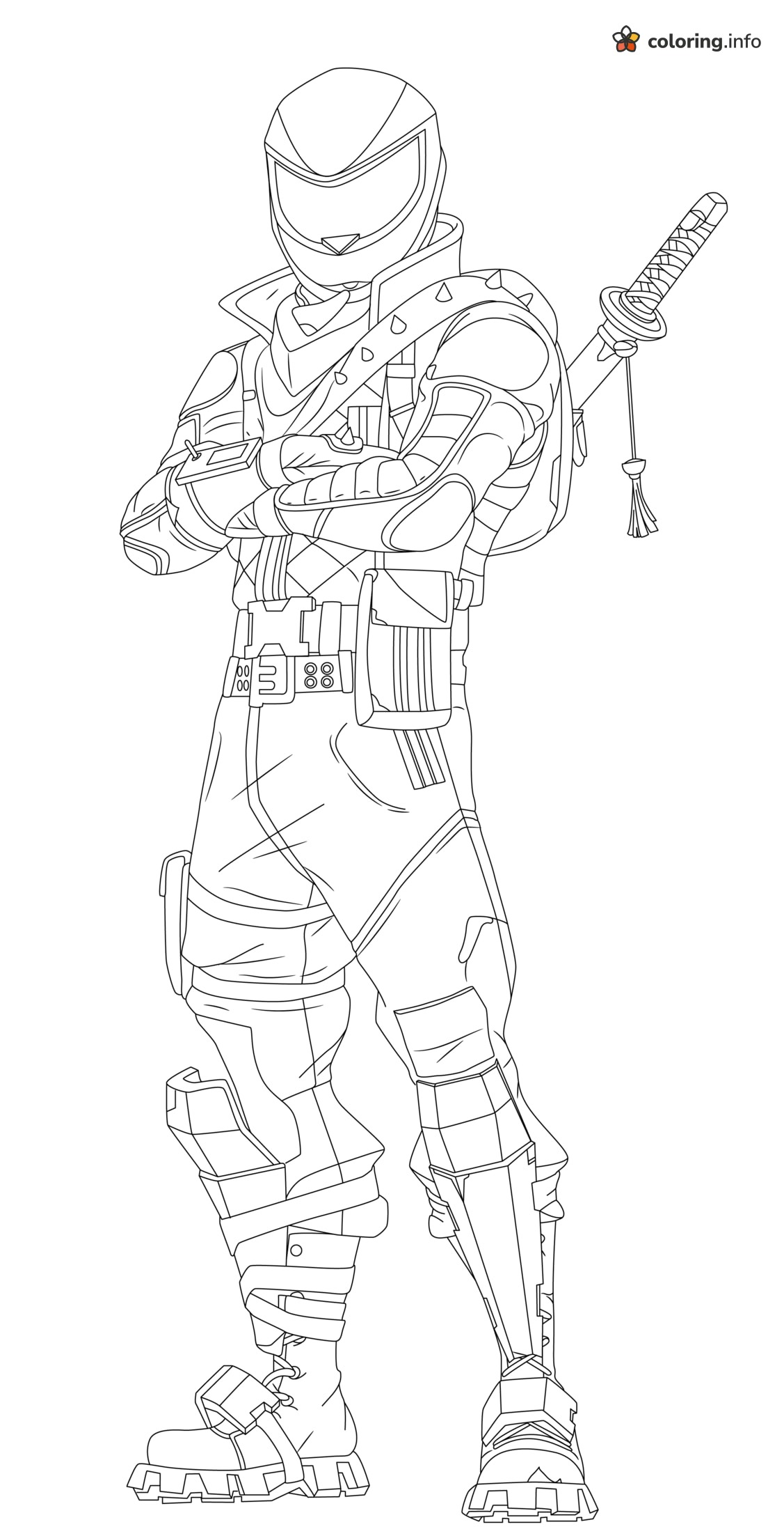 Fortnite Katana Warrior Standing With Arms Crossed printable coloring page Fortnite Katana Warrior Standing With Arms Crossed printable coloring page