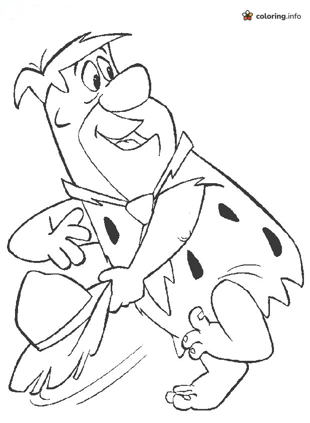 Bouncy Hat Swing with Fred, a Flintstones Printable coloring page Bouncy Hat Swing with Fred, a Flintstones Printable coloring page