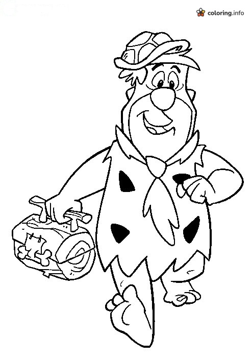 Fred Strolling With His Lunch Box and Turtle Shell Hat in The Flintstones coloring page Fred Strolling With His Lunch Box and Turtle Shell Hat in The Flintstones coloring page