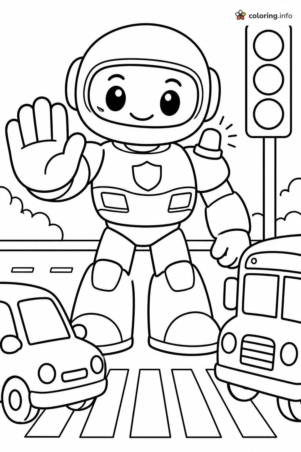 Crosswalk Stop Sign Robot, Rescue Bots (Transformers) Road Safety Page coloring page Crosswalk Stop Sign Robot, Rescue Bots (Transformers) Road Safety Page coloring page