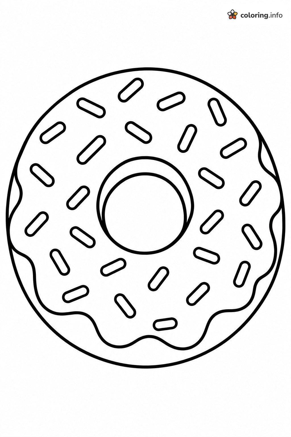 Big Frosted Donut with Sprinkles and Drippy Icing coloring page Big Frosted Donut with Sprinkles and Drippy Icing coloring page