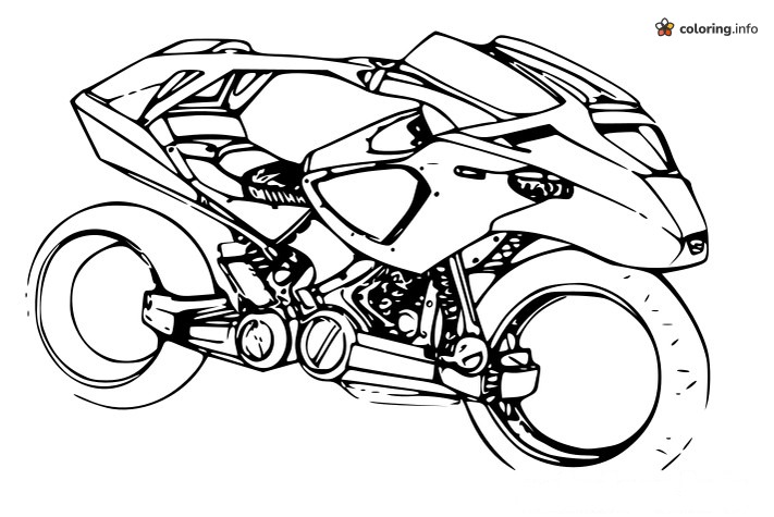 Concept Sport Motorcycle with Open Ring Wheels, a Batman Page coloring page Concept Sport Motorcycle with Open Ring Wheels, a Batman Page coloring page