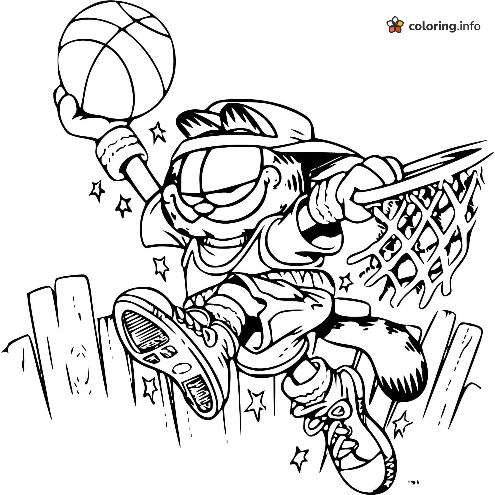 Slam Dunk Time for Garfield printable coloring page Slam Dunk Time for Garfield printable coloring page
