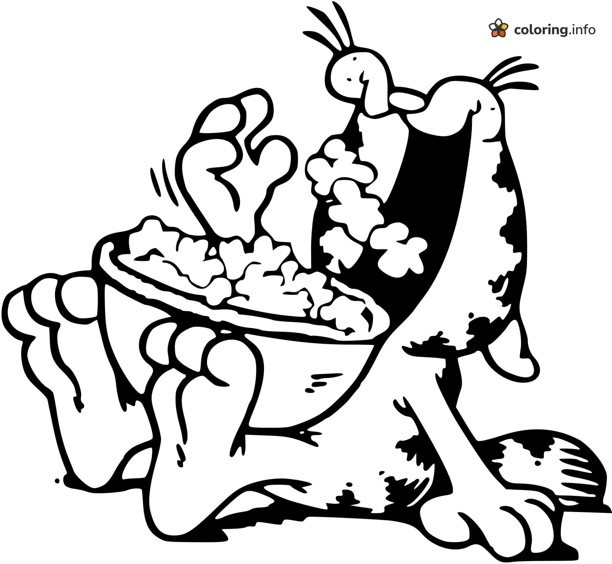 Catching Popcorn With Garfield coloring page Catching Popcorn With Garfield coloring page
