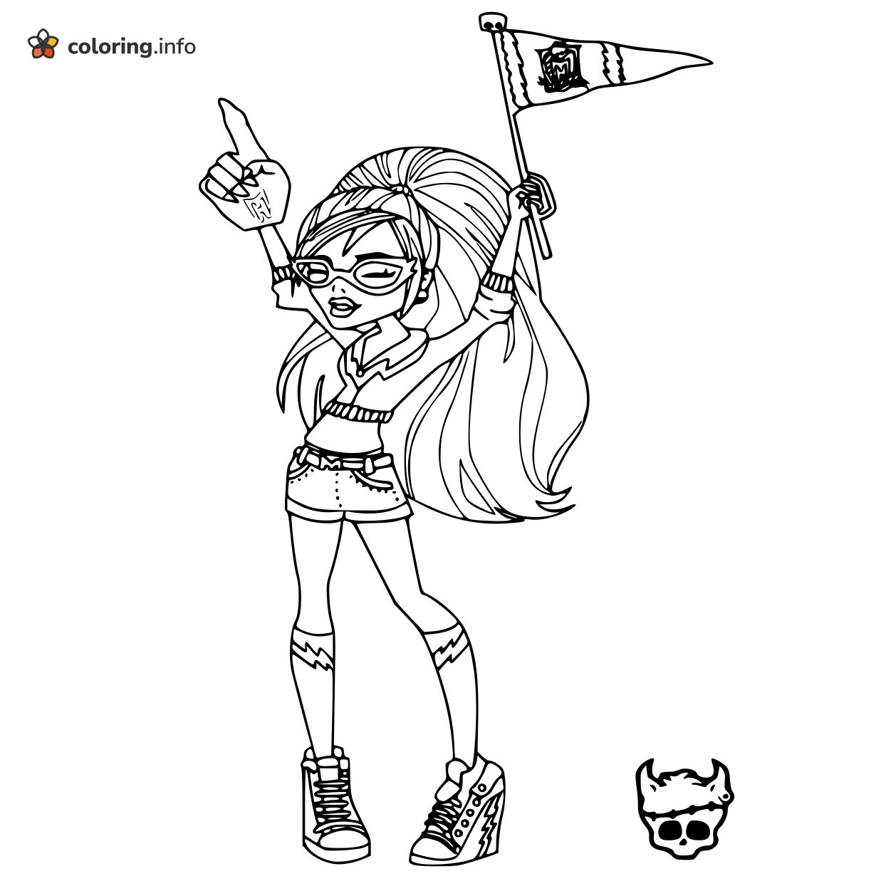 Team Spirit Ghoulia Yelps With Foam Finger, Monster High coloring page Team Spirit Ghoulia Yelps With Foam Finger, Monster High coloring page