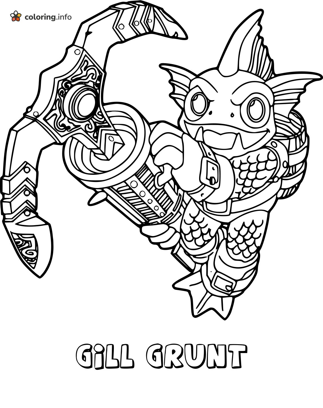 Gill Grunt Leaping with His Giant Anchor Harpoon Gun coloring page Gill Grunt Leaping with His Giant Anchor Harpoon Gun coloring page