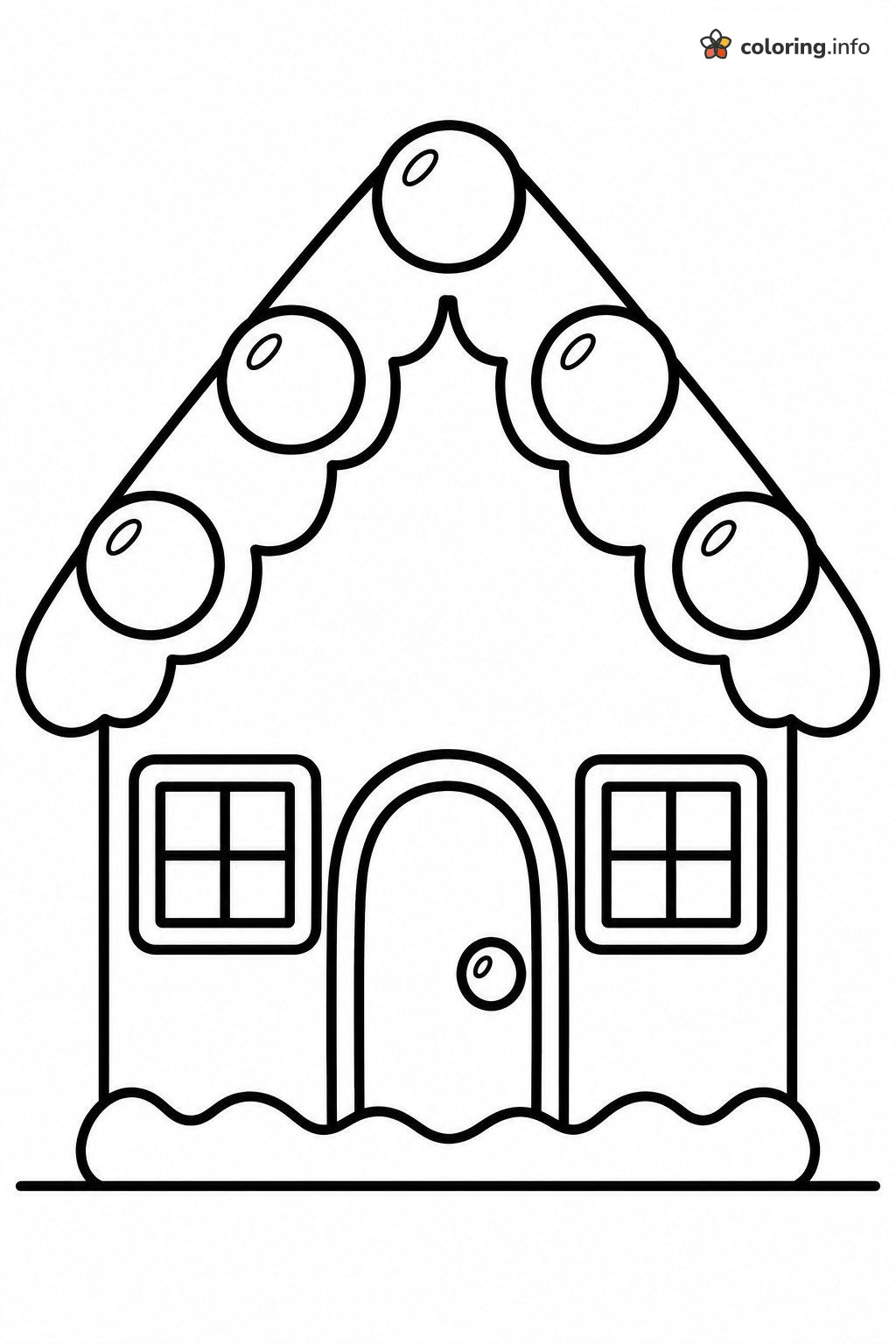 Little Gingerbread House with Five Gumdrops on the Roof coloring page Little Gingerbread House with Five Gumdrops on the Roof coloring page