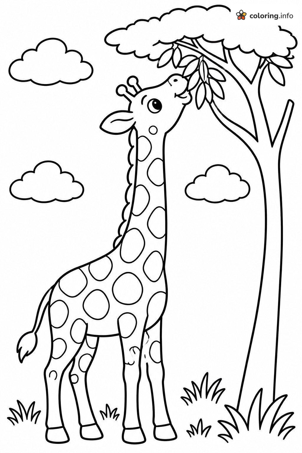 Giraffe Munching Tree Leaves, Advanced Designs Safari Page coloring sheet Giraffe Munching Tree Leaves, Advanced Designs Safari Page coloring sheet