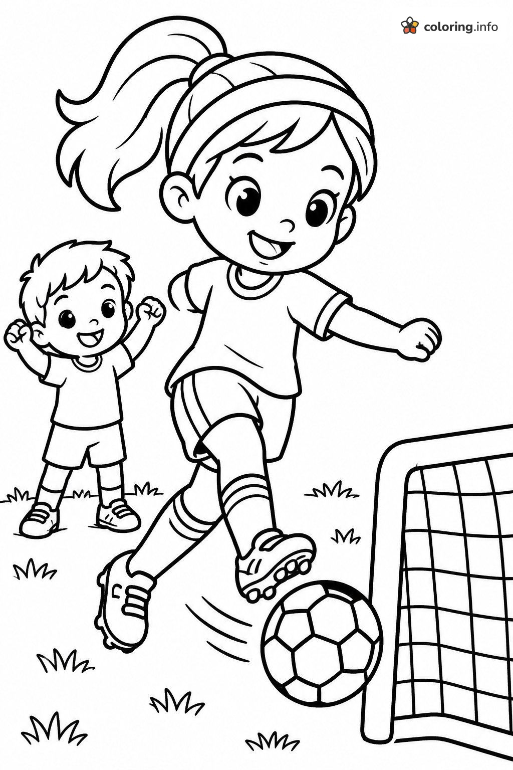 Soccer Kick and Cheering Boy, The Loud House coloring page Soccer Kick and Cheering Boy, The Loud House coloring page