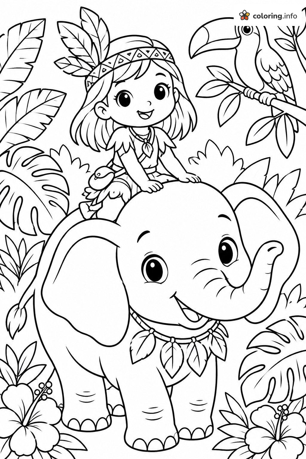 Jungle Ride on a Baby Elephant with L.O.L. Surprise! Dolls coloring page Jungle Ride on a Baby Elephant with L.O.L. Surprise! Dolls coloring page
