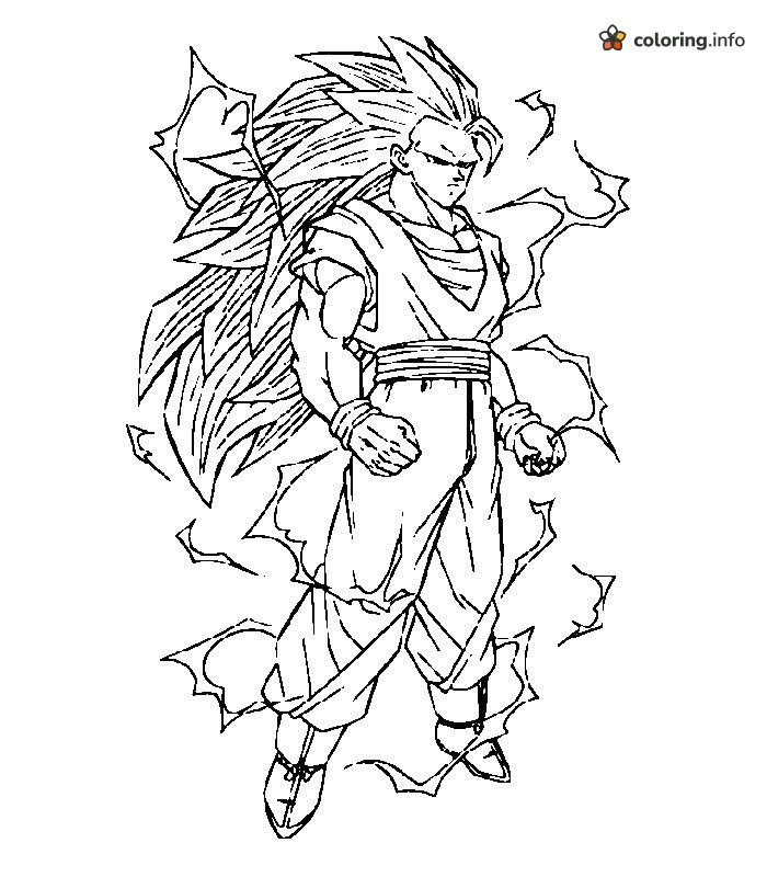 Super Saiyan 3 Goku With Crackling Aura, Dragon Ball Z coloring page Super Saiyan 3 Goku With Crackling Aura, Dragon Ball Z coloring page