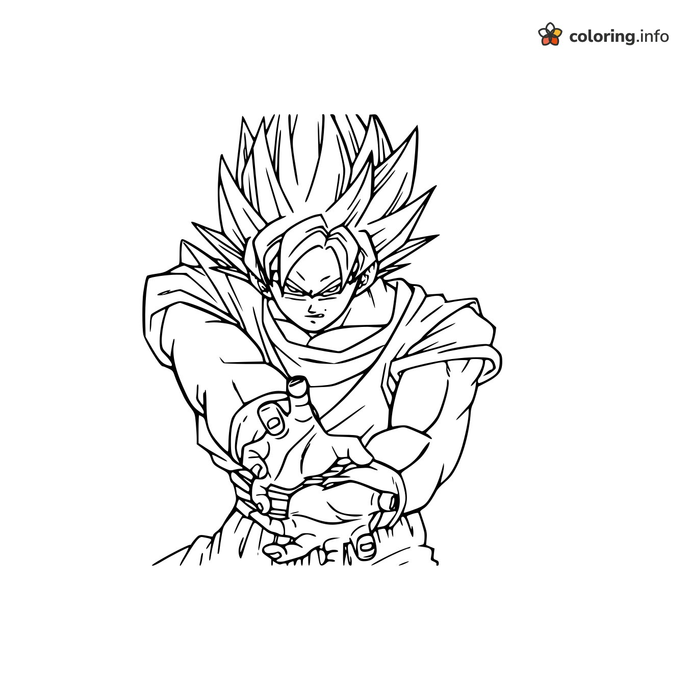 Goku Kamehameha Charge, Dragon Ball Z Coloring Sheet Goku Kamehameha Charge, Dragon Ball Z Coloring Sheet