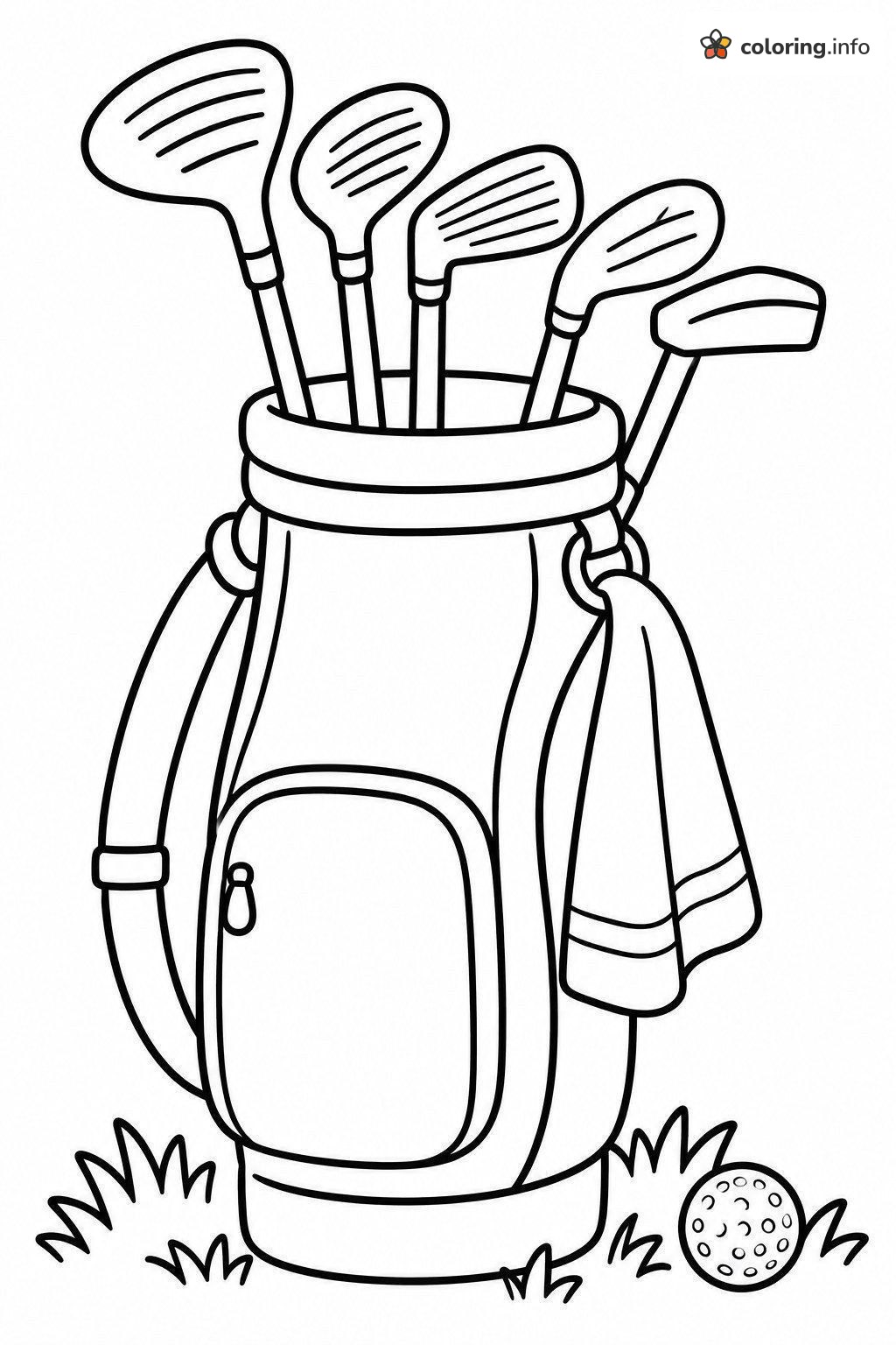 Golf Bag Packed with Five Clubs and a Towel coloring sheet Golf Bag Packed with Five Clubs and a Towel coloring sheet