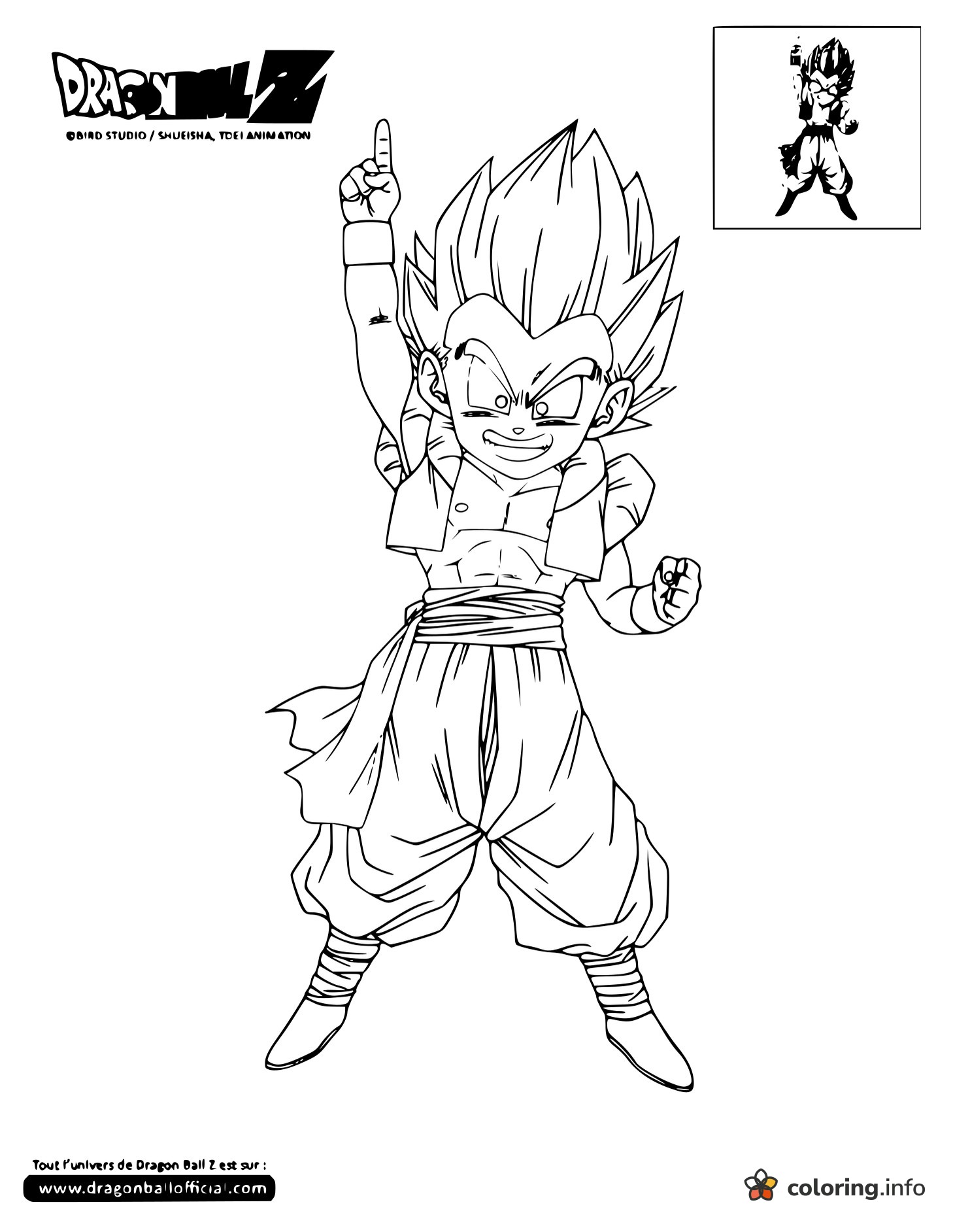 Winking Gotenks Pointing Up, a Dragon Ball Z Page coloring page Winking Gotenks Pointing Up, a Dragon Ball Z Page coloring page