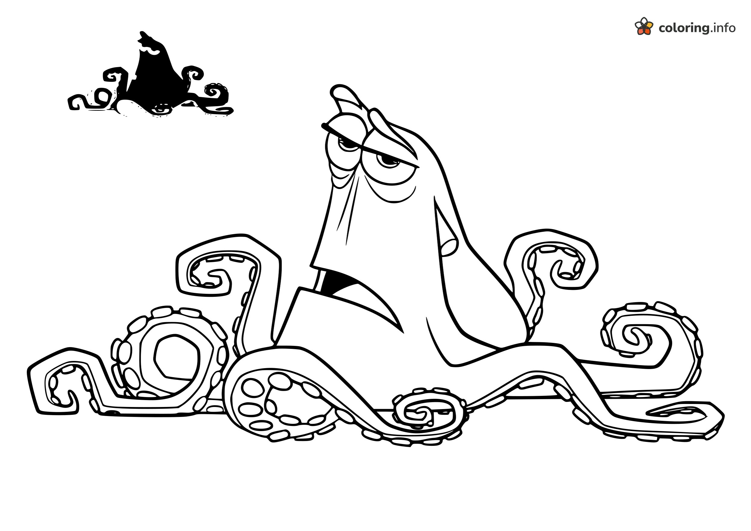 Moody Hank Octopus Sitting Low, a Finding Nemo Page coloring page Moody Hank Octopus Sitting Low, a Finding Nemo Page coloring page