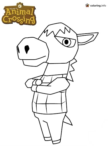 Grumpy Horse with Folded Arms from Animal Crossing coloring page Grumpy Horse with Folded Arms from Animal Crossing coloring page