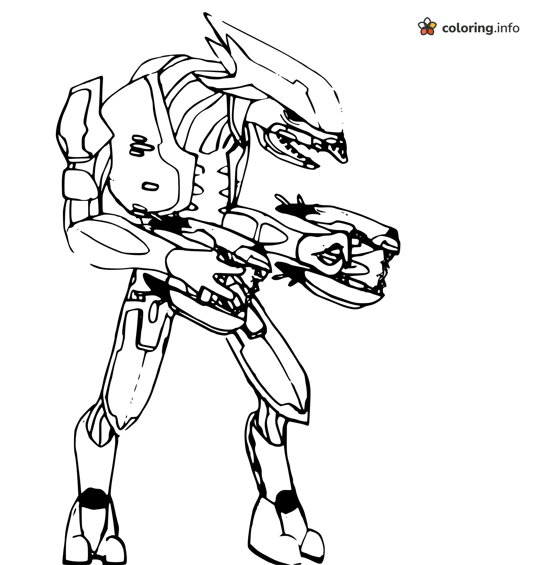 Halo Elite Gripping a Curved Alien Rifle coloring page Halo Elite Gripping a Curved Alien Rifle coloring page