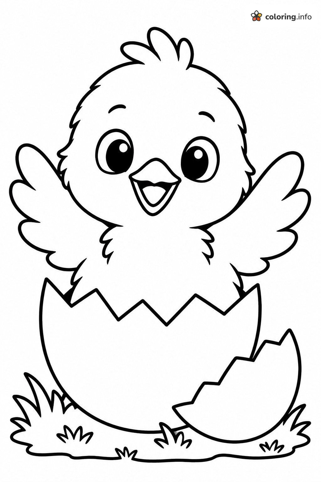 Baby Chick Popping Out of an Easter Egg coloring sheet Baby Chick Popping Out of an Easter Egg coloring sheet
