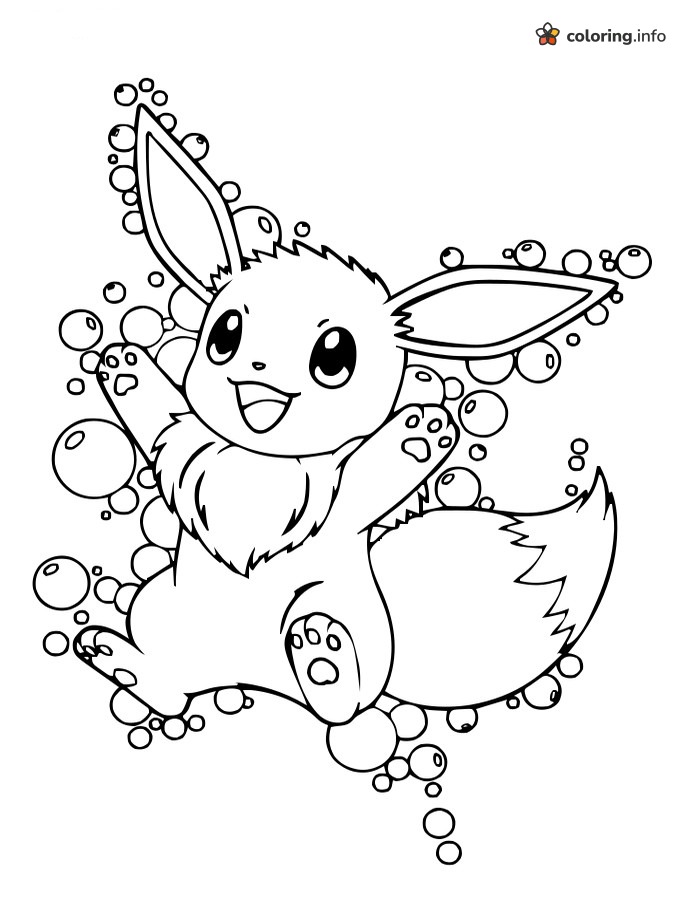 Bubble Jump With a Happy Eevee coloring page Bubble Jump With a Happy Eevee coloring page