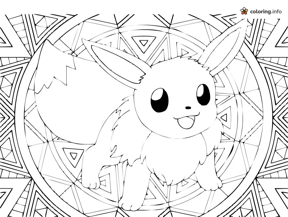 Geometric Mandala Frame Around Eevee coloring page Geometric Mandala Frame Around Eevee coloring page