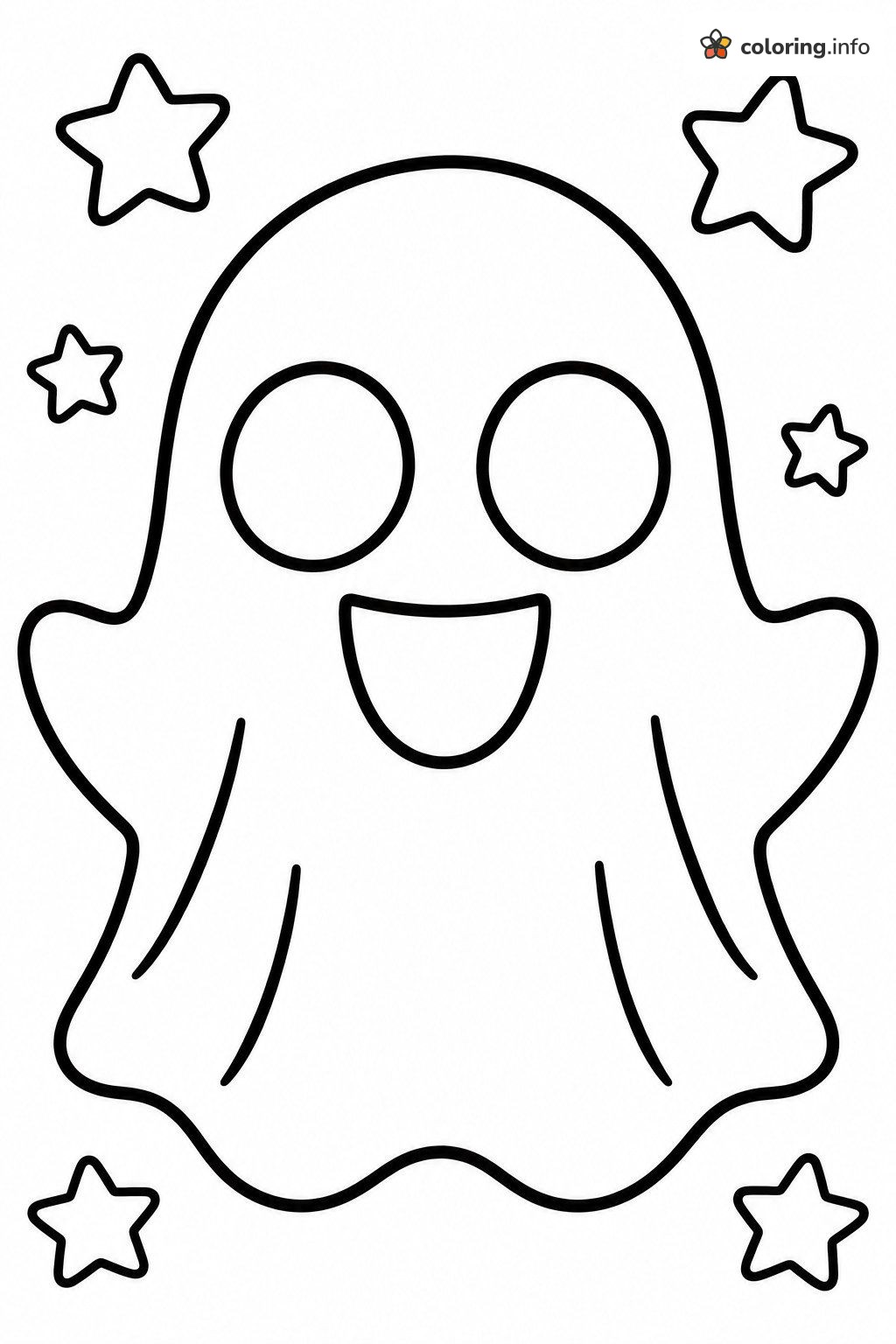 Cheerful Ghost Halloween Mask Page with Six Little Stars coloring page Cheerful Ghost Halloween Mask Page with Six Little Stars coloring page