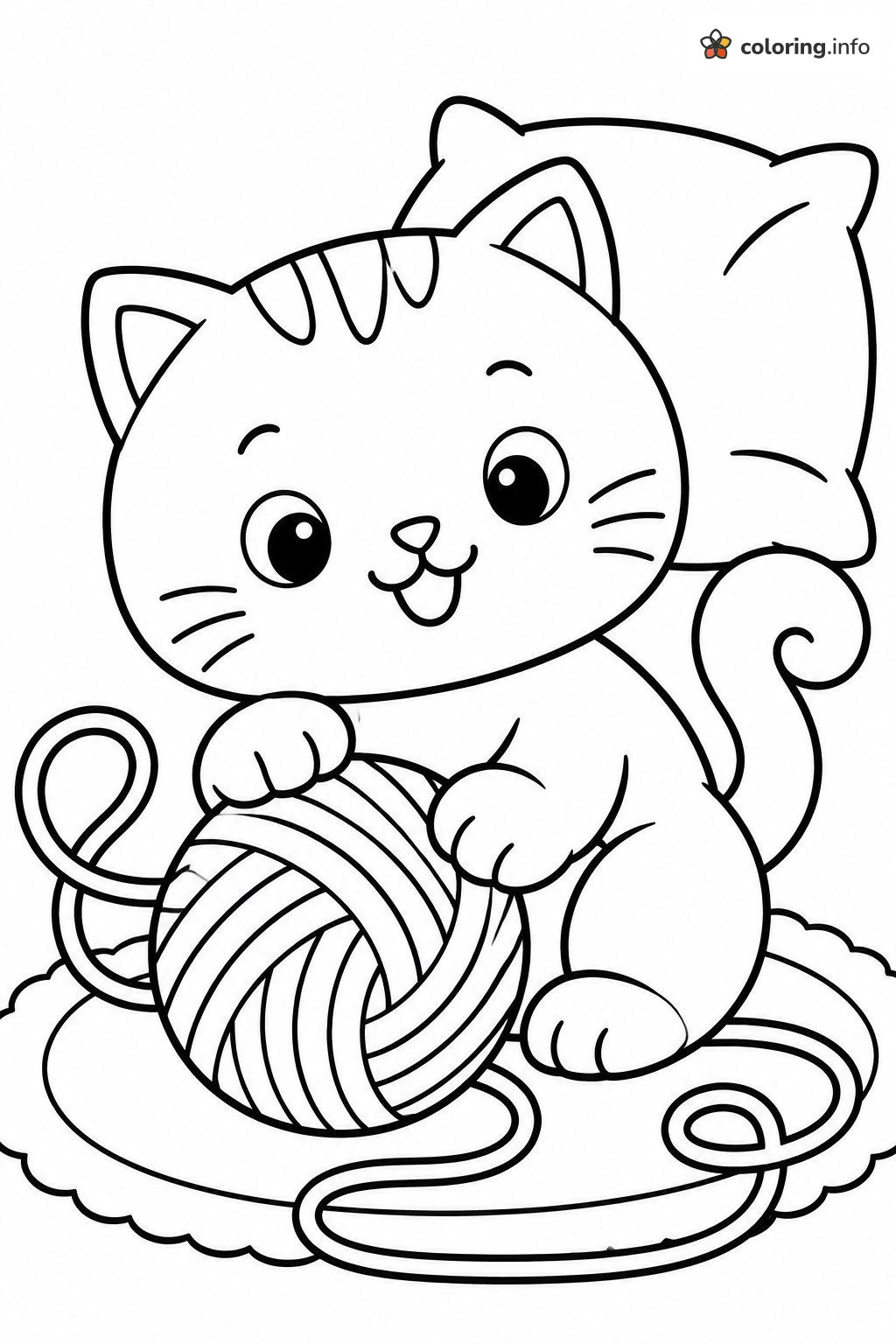 Playful Kitten With a Giant Yarn Ball, Disney Tsum Tsum Printable coloring sheet Playful Kitten With a Giant Yarn Ball, Disney Tsum Tsum Printable coloring sheet