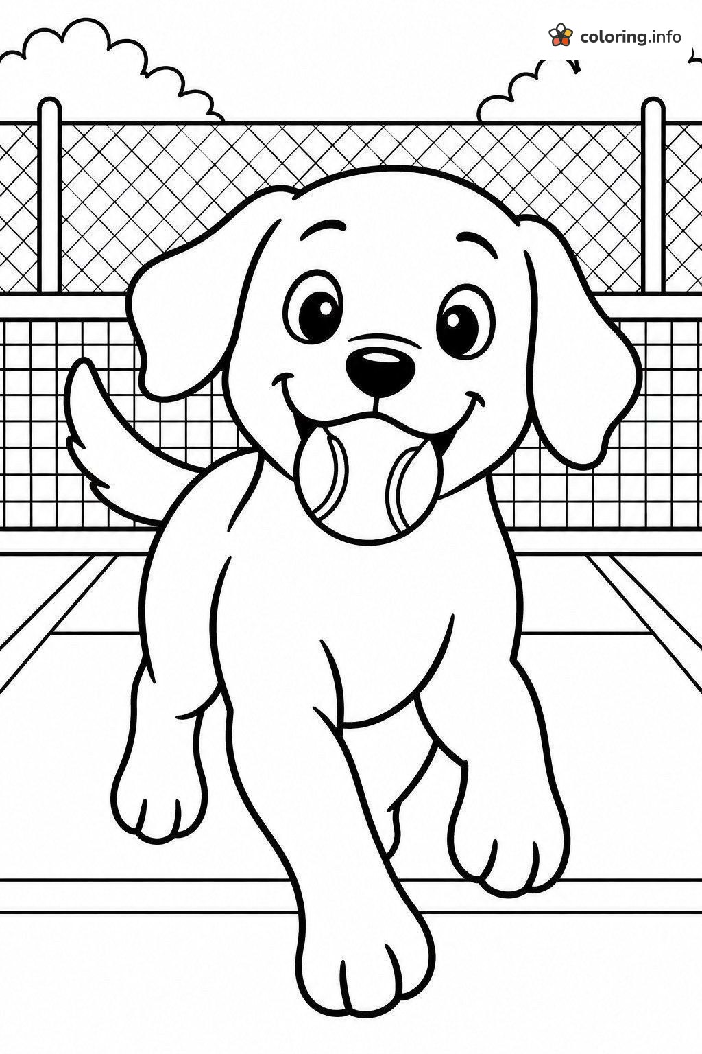 Puppy Trotting With a Tennis Ball in Its Mouth coloring page Puppy Trotting With a Tennis Ball in Its Mouth coloring page