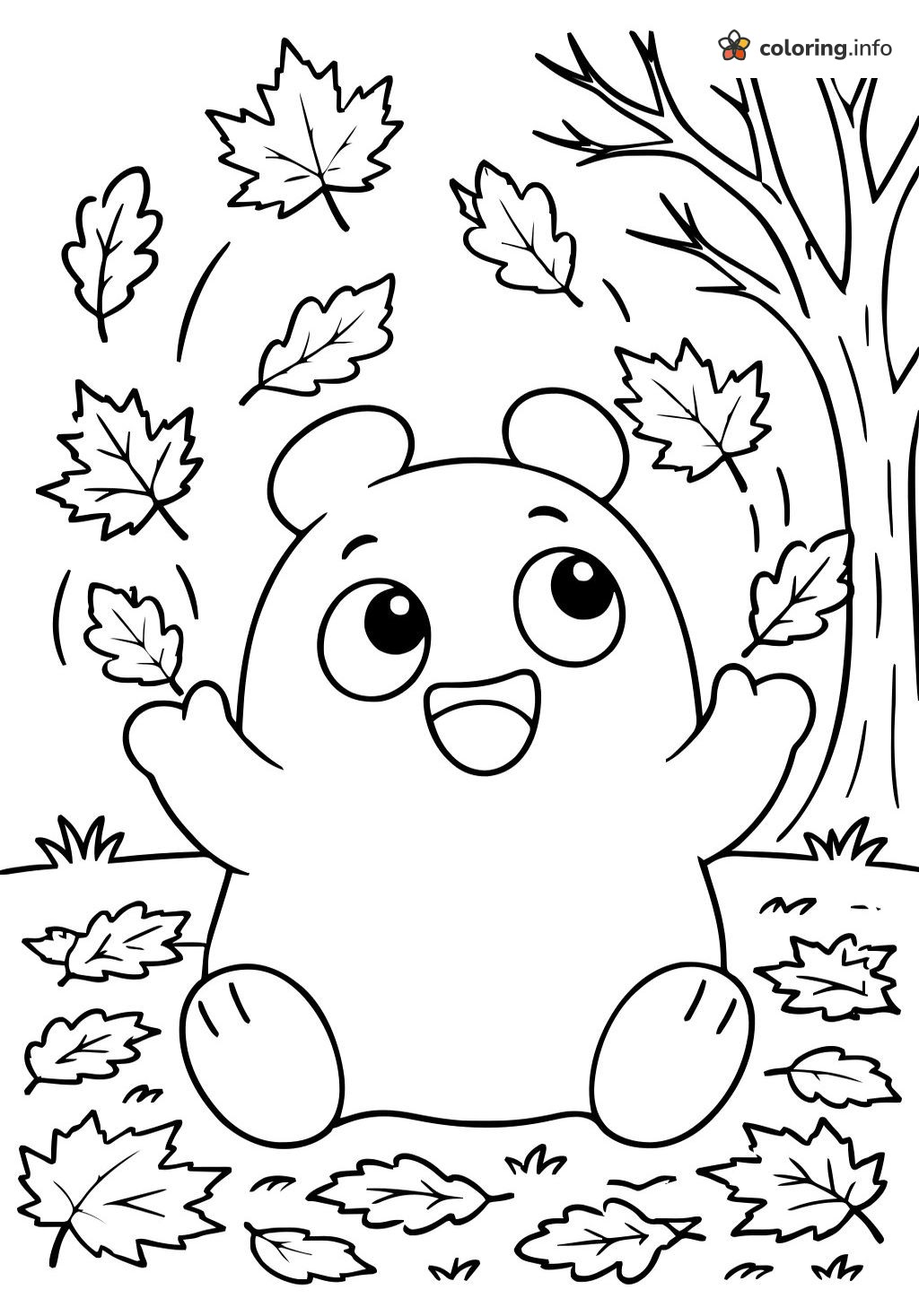 Little Bear Tossing Autumn Leaves, Filed Under Gengar coloring page Little Bear Tossing Autumn Leaves, Filed Under Gengar coloring page