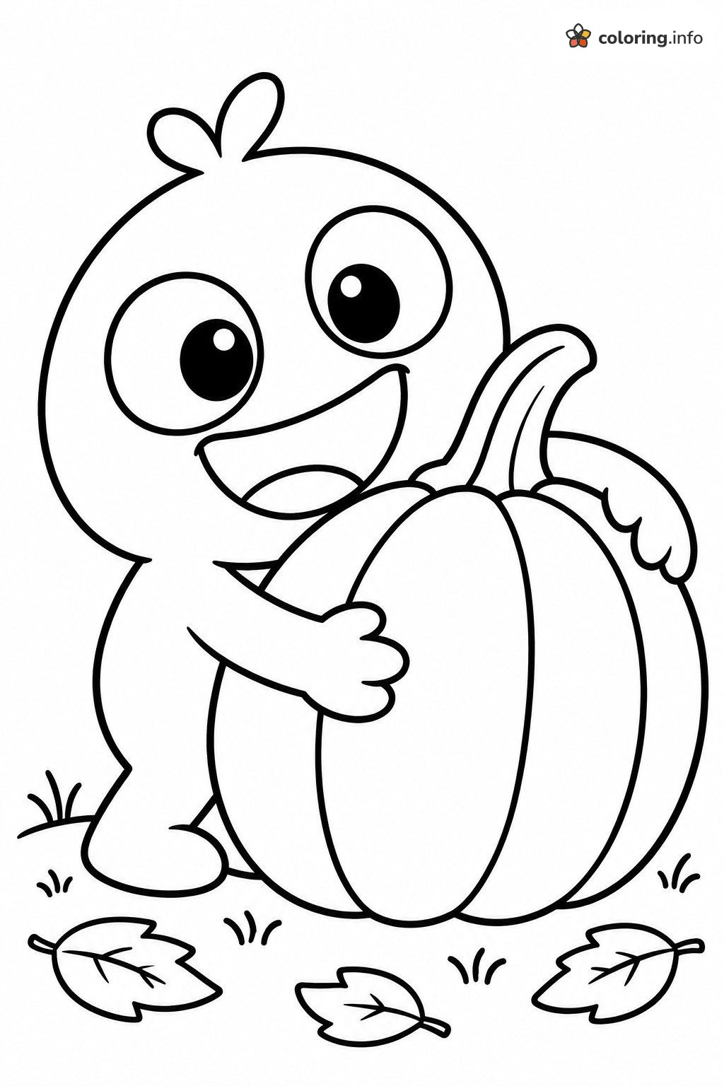Big Pumpkin Hug from a Happy Gengar-Style Critter coloring page Big Pumpkin Hug from a Happy Gengar-Style Critter coloring page