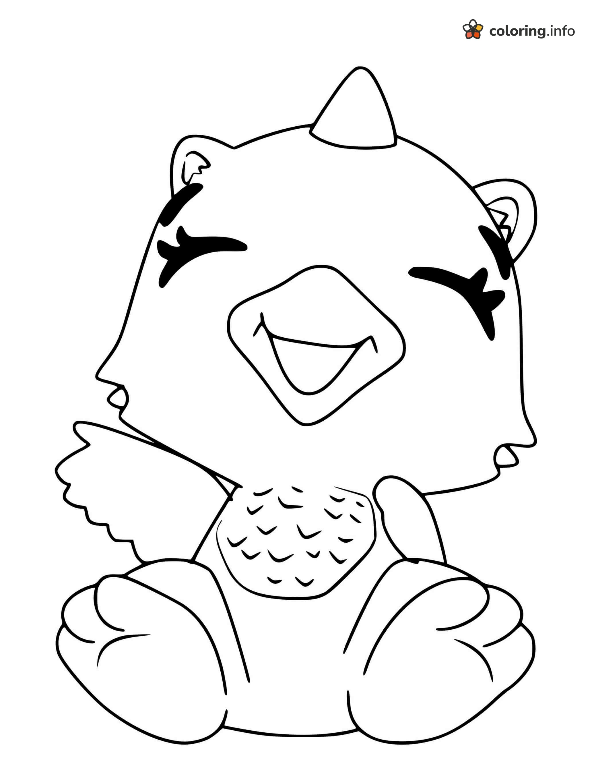 Happy Horned Hatchimal Sitting with Eyes Shut coloring page Happy Horned Hatchimal Sitting with Eyes Shut coloring page