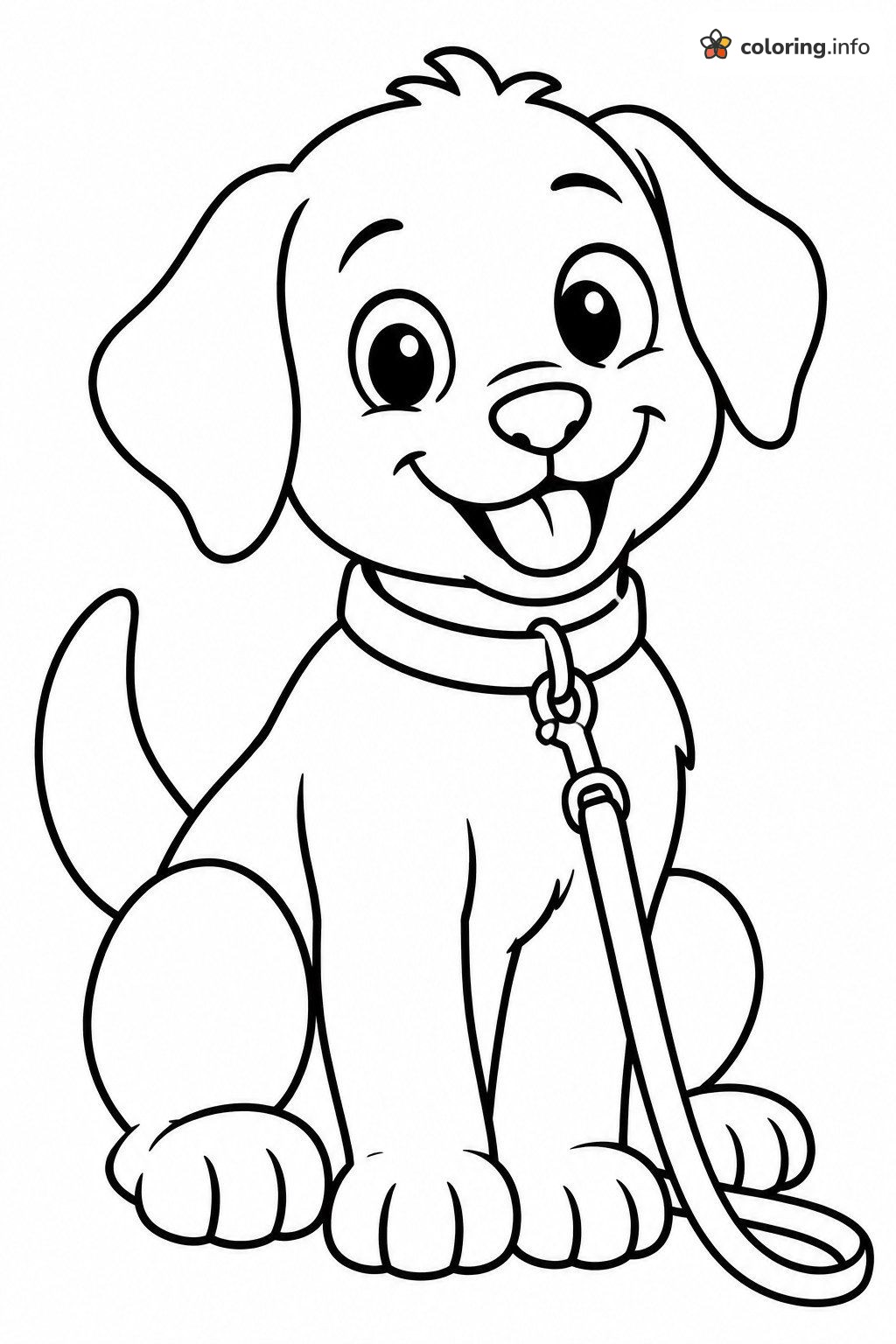 Leashed Dog Sitting With a Big Smile coloring page Leashed Dog Sitting With a Big Smile coloring page