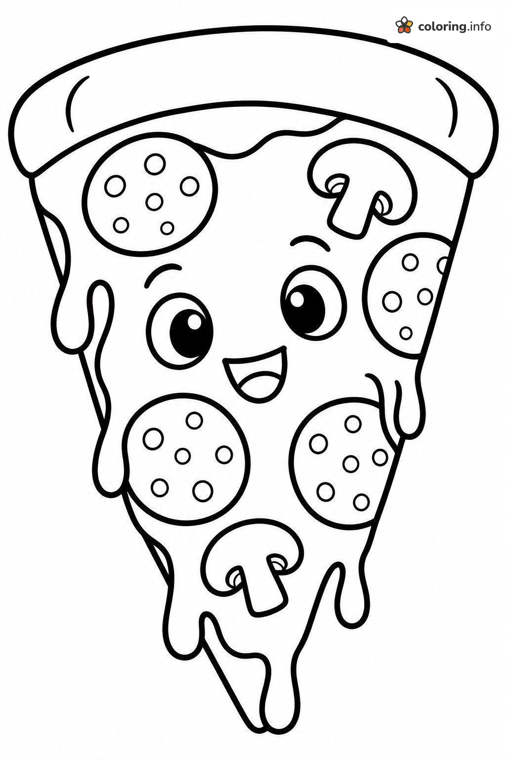 Pizza Slice Emoji With Pepperoni and Mushrooms coloring sheet Pizza Slice Emoji With Pepperoni and Mushrooms coloring sheet