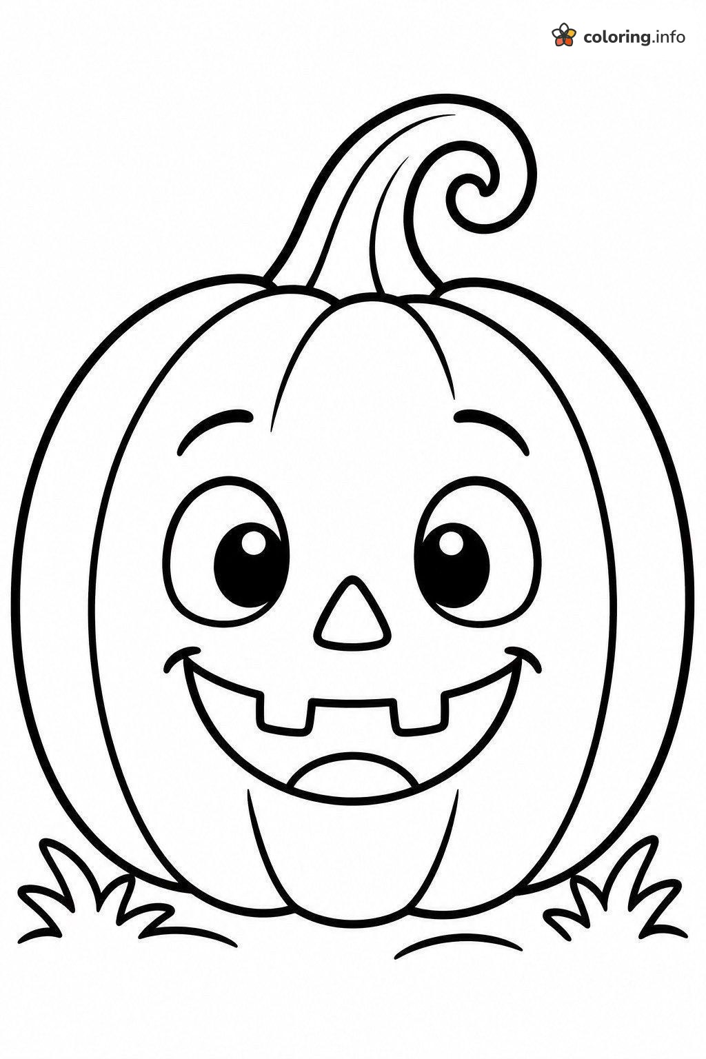 Big Grinning Pumpkin With Curly Stem for Halloween coloring page Big Grinning Pumpkin With Curly Stem for Halloween coloring page