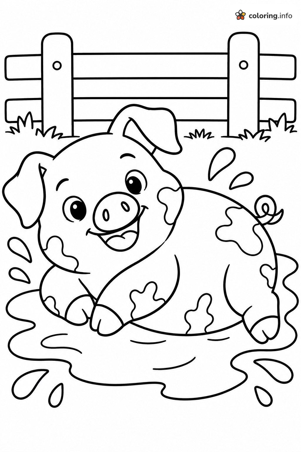 Spotted Pig Splashing in a Muddy Puddle coloring page Spotted Pig Splashing in a Muddy Puddle coloring page