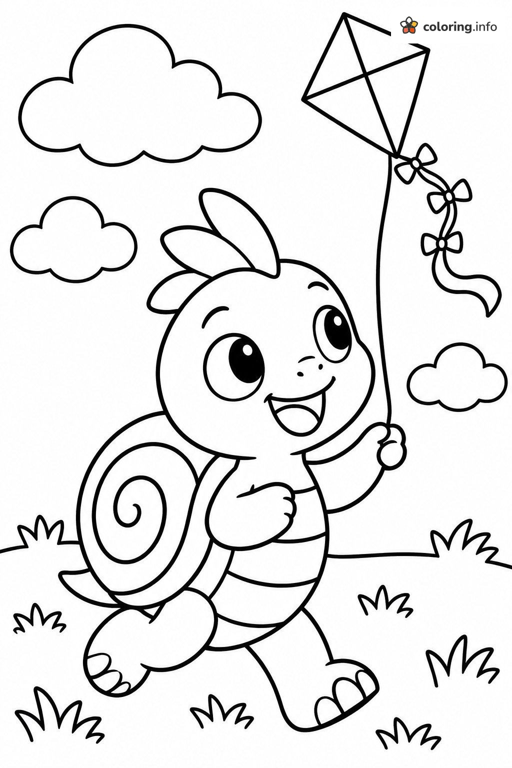 Kite Day with Squirtle on the Hill coloring page Kite Day with Squirtle on the Hill coloring page