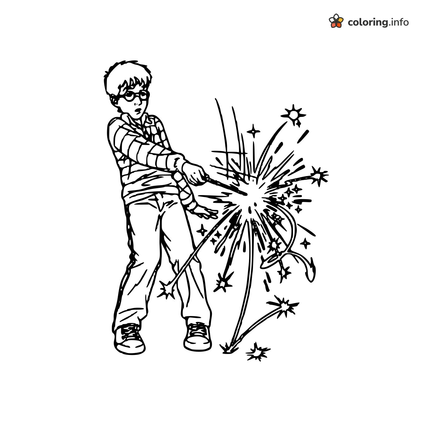 Spell Bursting From Harry Potter's Wand coloring page Spell Bursting From Harry Potter's Wand coloring page