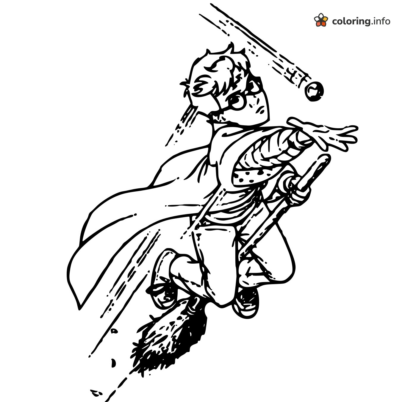 Diving After the Ball: Harry Potter on a Broomstick printable coloring page Diving After the Ball: Harry Potter on a Broomstick printable coloring page