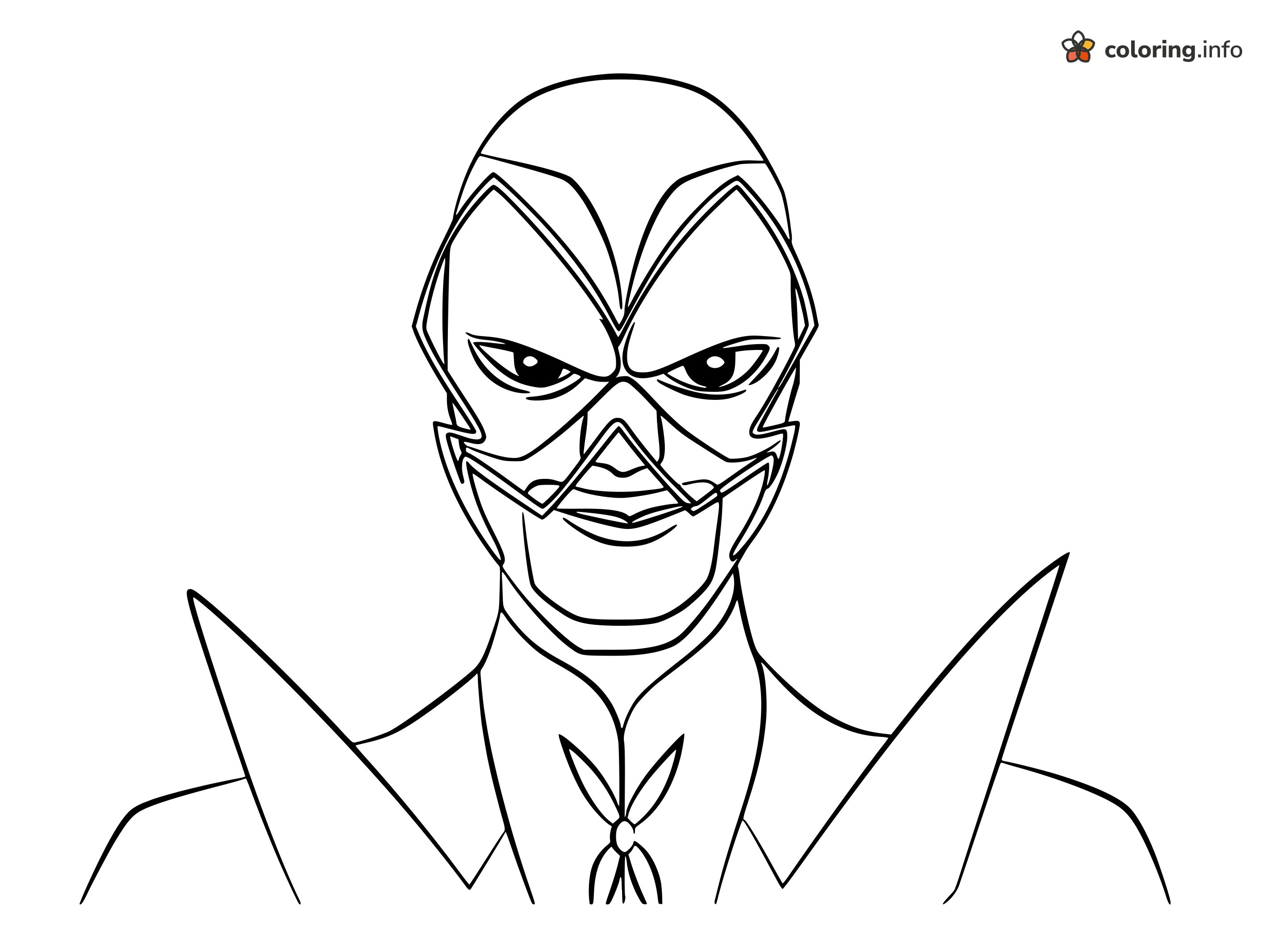 Hawk Moth Sly Smirk Portrait from Miraculous Ladybug coloring sheet Hawk Moth Sly Smirk Portrait from Miraculous Ladybug coloring sheet
